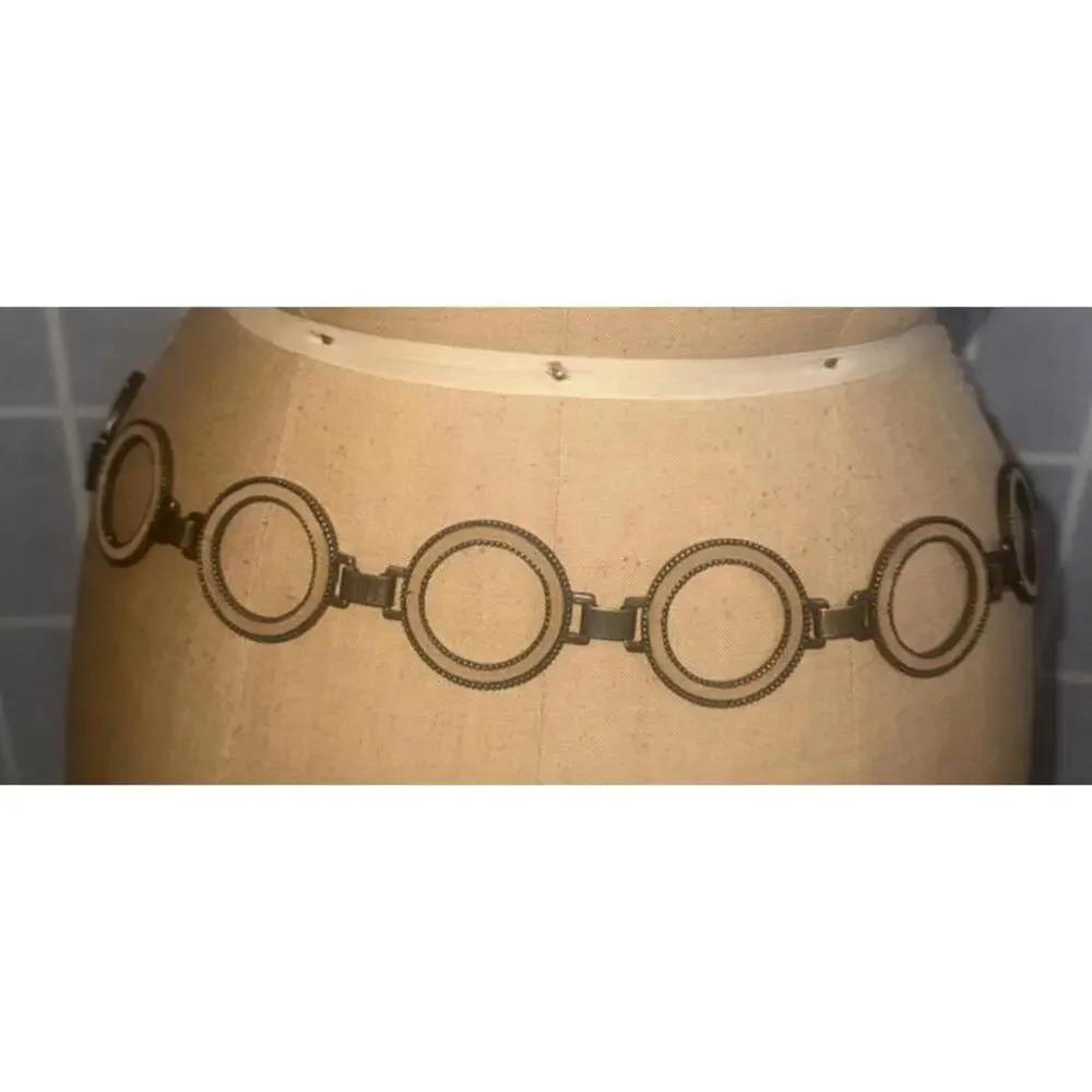 Vintage‎ Womens Belt Silver Metal Chain Circles 90s Y2K Flirty Retro Grunge Sexy